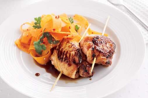 Yakitori Chicken With Pickled Carrot Salad