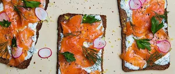 Open Faced Smoked Salmon Sandwich