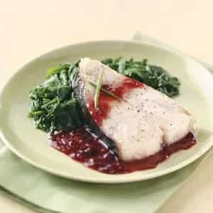 Broiled Halibut Steaks with Raspberry Sauce