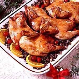 Cranberry-Glazed Cornish Hens