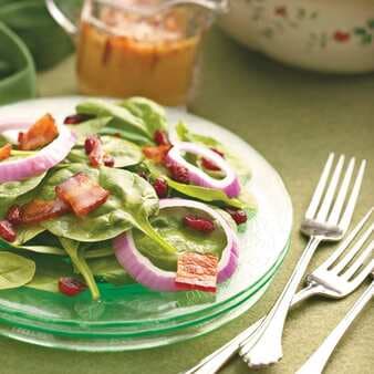 Cranberry Spinach Salad with Bacon Dressing
