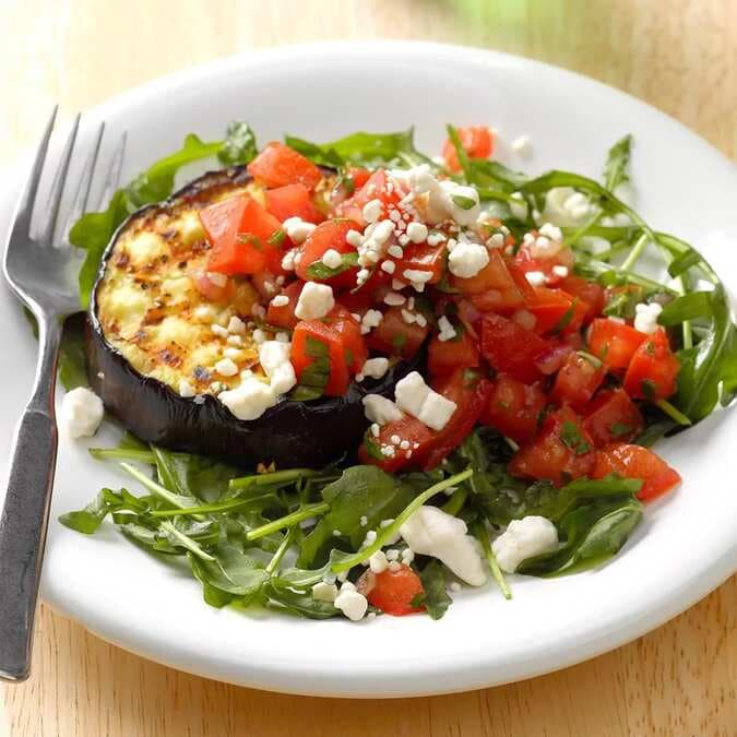 Eggplant Salad With Tomato And Goat Cheese