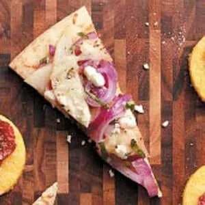 Goat Cheese, Pear & Onion Pizza