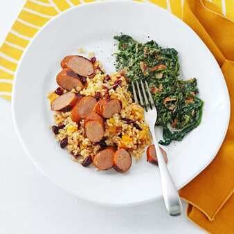 Grilled Chicken Sausages With Harvest Rice