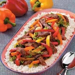 Steak with Three Peppers