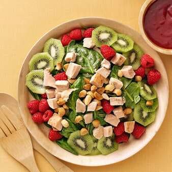 Turkey Spinach Salad With Cranberry-Raspberry Dressing