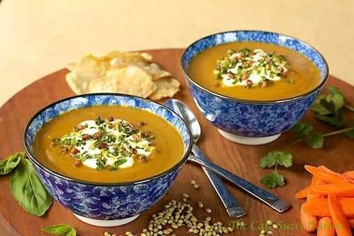 Roasted Carrot And Coriander Soup Toasted Pine Nuts And Fresh Herb Gremolata
