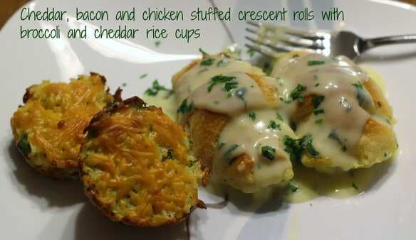 Chicken Stuffed Crescent Rolls With Broccoli Cheddar Rice Cups
