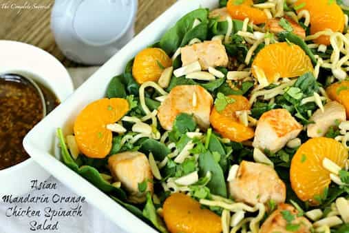 Asian Mandarin Orange Chicken Spinach Salad