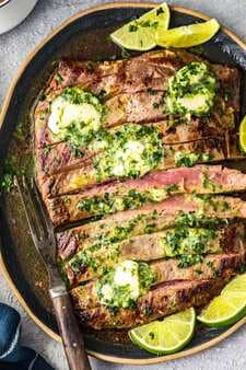 Grilled Flank Steak With Cilantro Lime Steak Butter
