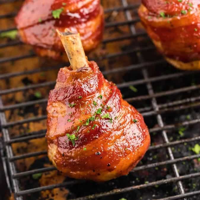 Smoked Bacon Wrapped Chicken Lollipops