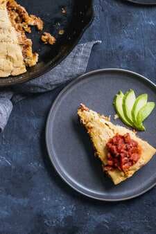 Vegan Chipotle Seitan And Cheese Tamale Skillet Pie
