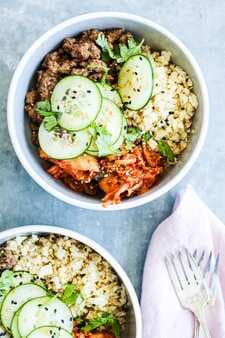 Korean Inspired Ground Beef and Kimchi Bowls