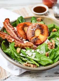 Grilled Peach Salad With Blue Cheese And Bacon