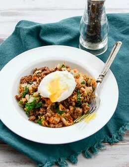 Sweet Potato And Kale Hash With Spicy Sausage