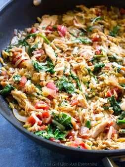 One Pan Chicken And Spinach Orzo