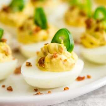 Deviled Eggs with Bacon and Jalapenos