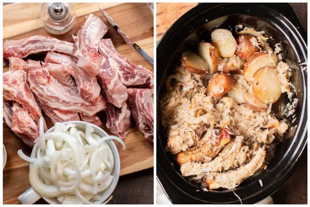 Slow Cooker Ribs, Potatoes And Sauerkraut