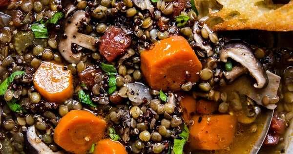 Lentil Soup With Quinoa And Mushrooms