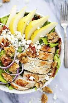 Grilled Chicken, Bacon, And Pear Salad With Poppyseed Dressing