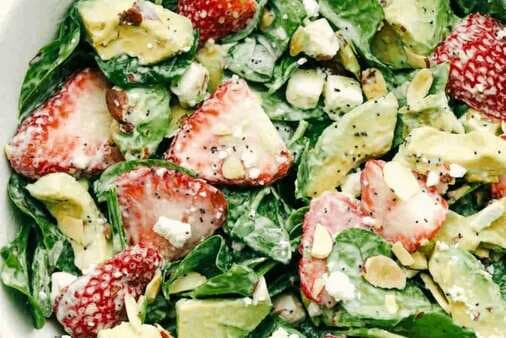Strawberry Avocado Spinach Salad With Creamy Poppyseed Dressing