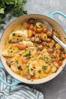 One Pan Tuscan Chicken And Potato Skillet