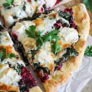 Beet Pesto Pizza With Kale And Goat Cheese