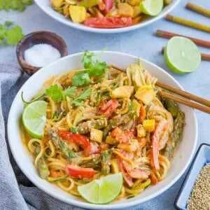 Vegan Red Curry Zucchini Noodle Bowls