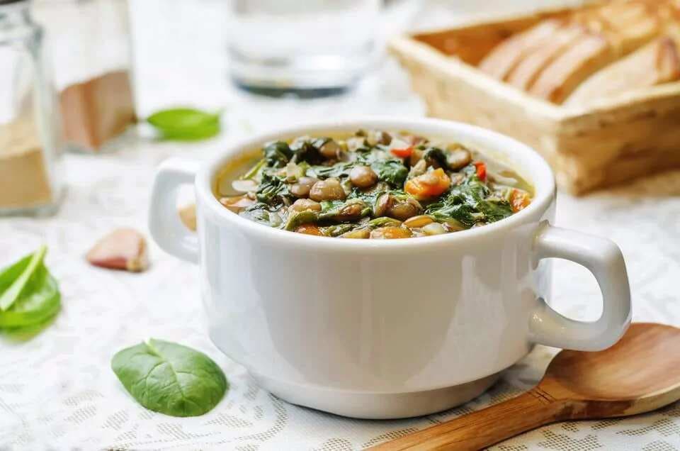 Vegetarian Lentil Vegetable Soup With Spinach And Carrots