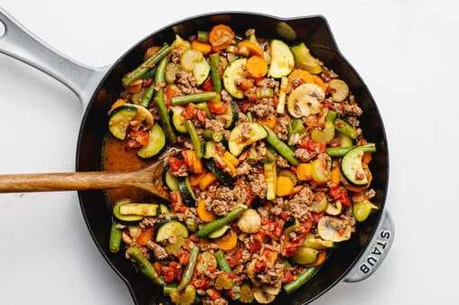 Low-Fat Skillet Ground Beef And Vegetables