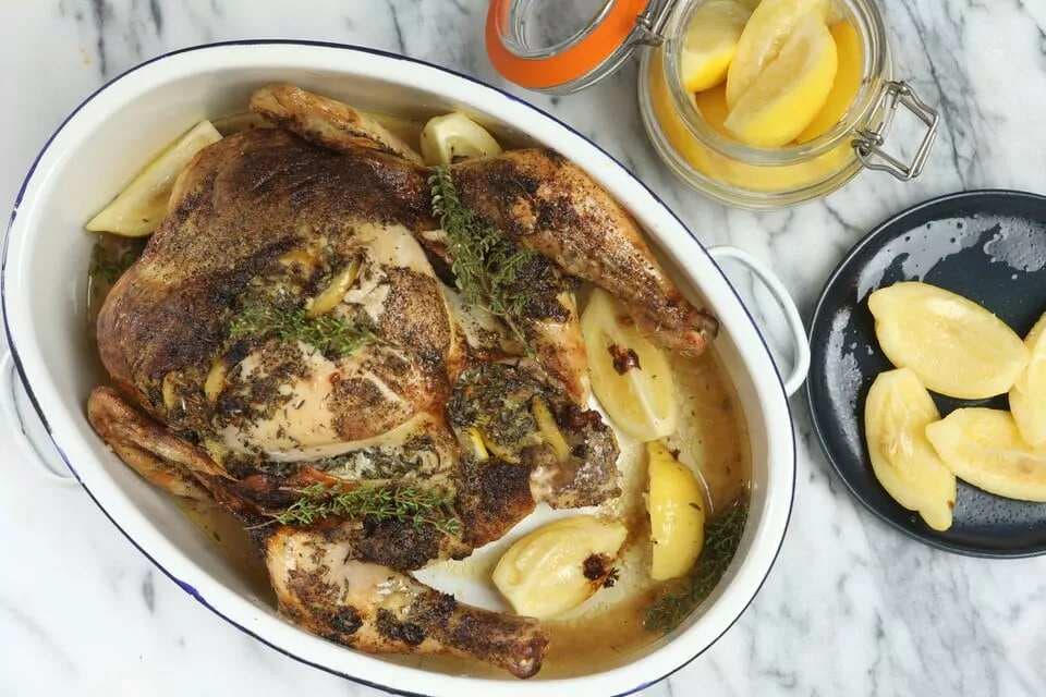 Moroccan Roasted Chicken With Preserved Lemons