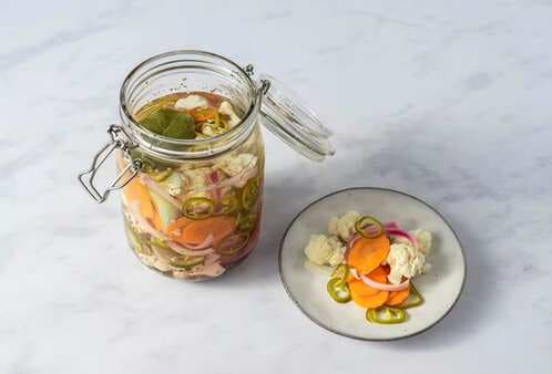 Pickled Cauliflower Carrots And Jalapenos