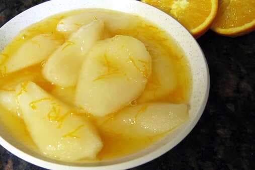 Poached Pears With Fresh Squeezed Orange Juice
