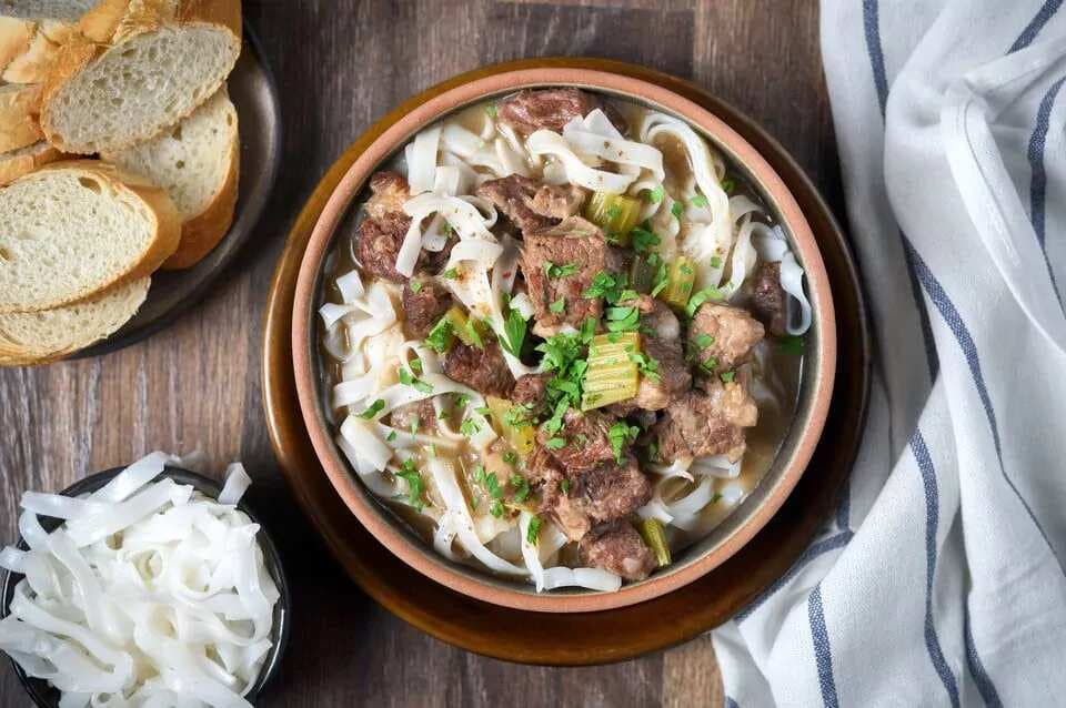 Saucy Crockpot Beef With Noodles