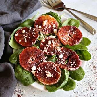 Spinach Feta And Blood Orange Salad With Orange Sumac Dressing