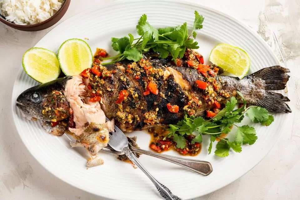 Thai Grilled Whole Fish With Coriander-Chili Sauce