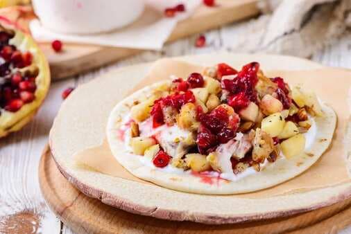 Thanksgiving Leftovers Pita With Cranberry Pomegranate Sauce