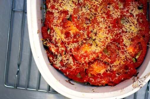 Vegetarian Tomato And Bean Casserole With Breadcrumb Topping