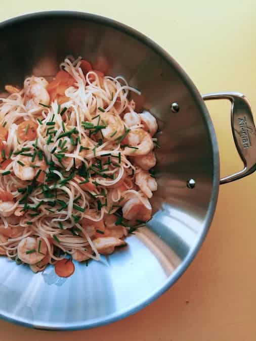 Asian Stir Fried Shrimp And Rice Noodles