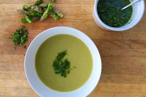 Asparagus Soup With Chickpeas And Gremolata