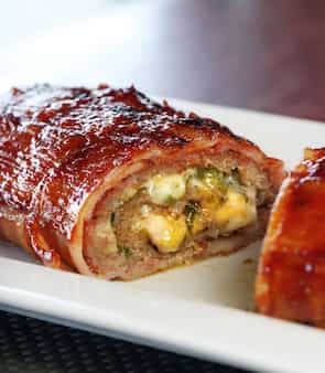 Bacon-Wrapped And Stuffed Breakfast Sausage Fatty