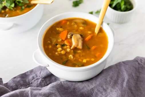 High-Protein Barley Vegetable Soup With Lentils