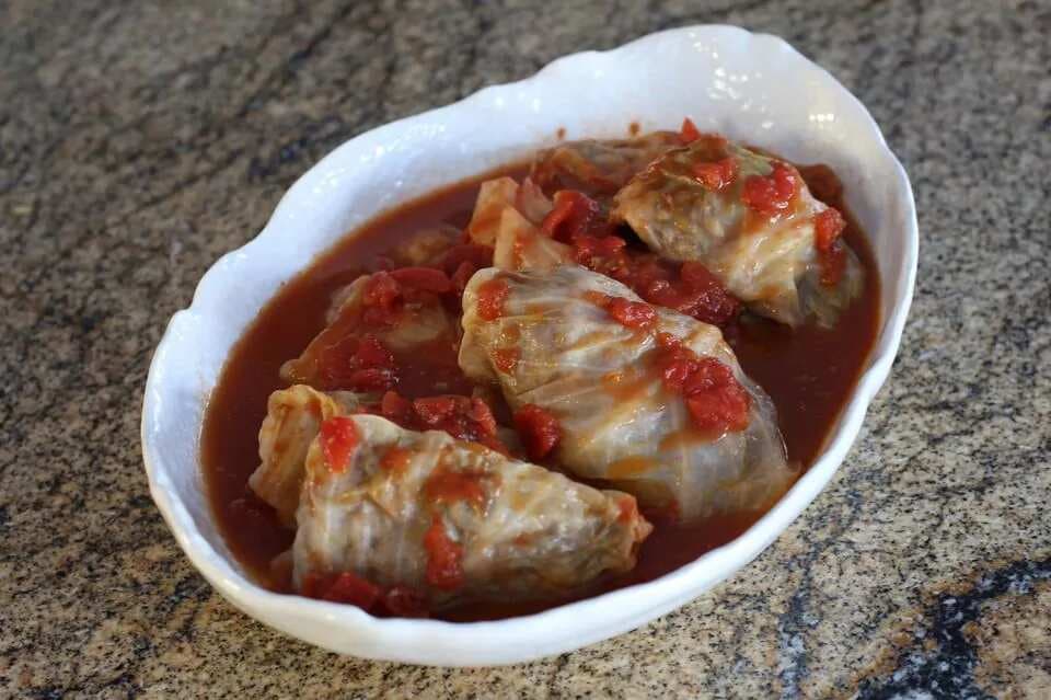 Cabbage Rolls With Ground Beef And Cheese Filling
