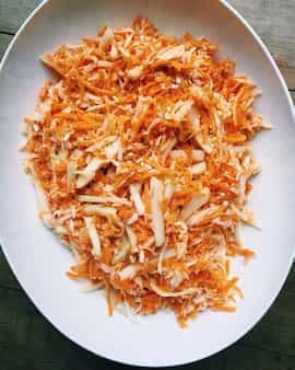 Carrot Cabbage And Kohlrabi Slaw With Miso Dressing