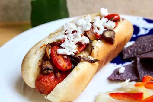 Carrot Hot Dogs With Roasted Tomatoes And Mushrooms