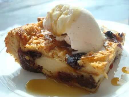 Challah Bread Pudding With Chocolate And Cherries