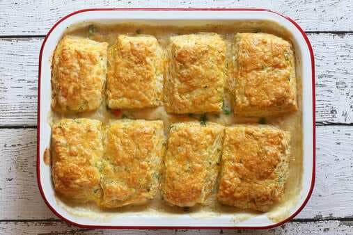 Chicken Pot Pie With Cheese Biscuit Topping