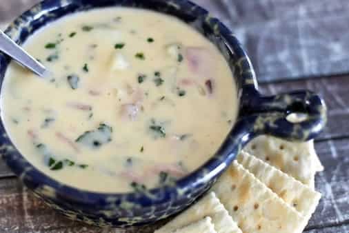 Potato And Ham Soup With Cheese