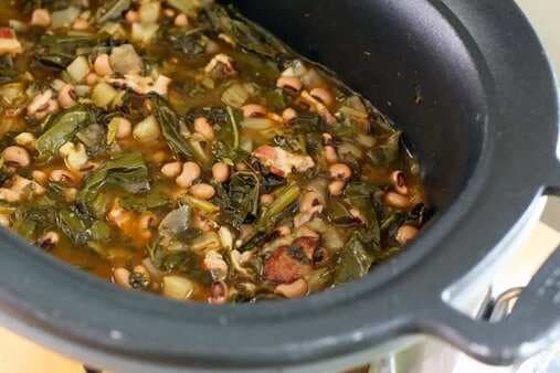 Slow Cooker Black-Eyed Peas And Collard Greens
