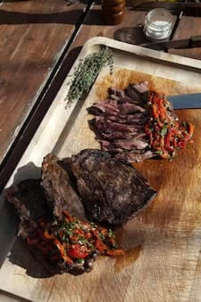 Grilled Flank Steak With Roasted Red Peppers